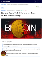 Ethiopia Seeks Global Partner for State-Backed Bitcoin Mining