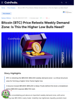 Bitcoin (BTC) Price Retests Weekly Demand Zone: Is This the Higher Low Bulls Need?