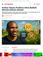 Arthur Hayes Predicts Ultra Bullish Altcoin Season Ahead - Coinspeaker