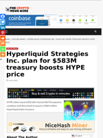 Hyperliquid Strategies Inc. plan for $583M treasury boosts HYPE price - The Crypto News Wire