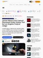 Jenner Meme Coin Lawsuit Dismissed Under Howey Test by Los Angeles Federal Judge