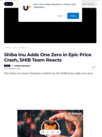 Shiba Inu Adds One Zero in Epic Price Crash, SHIB Team Reacts - U.Today