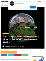Top Crypto To Buy Now Before March! PepeGPT, Hedera and Stellar | Live Bitcoin News