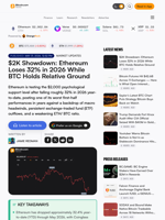 $2K Showdown: Ethereum Loses 32% in 2026 While BTC Holds Relative Ground