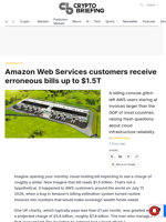 Amazon Web Services customers receive erroneous bills up to $1.5T