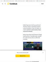 Indian Supreme Court Rebukes Government for Lack of 'Clear Cut' Crypto Regulation Policy: Report