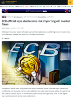 ECB Says Stablecoin Risks Strengthen Digital Euro Case