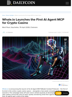 Whale.io Launches the First AI Agent MCP for Crypto Casino - DailyCoin