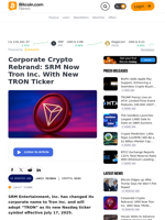 Corporate Crypto Rebrand: SRM Now Tron Inc. With New TRON Ticker – Crypto News Bitcoin News