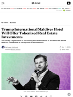 Trump International Maldives Hotel Will Offer Tokenized Real Estate Investments - Decrypt