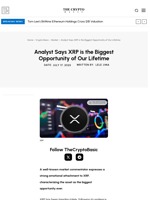 Analyst Says XRP is the Biggest Opportunity of Our Lifetime