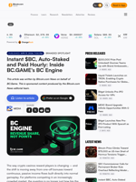 Instant $BC, Auto-Staked and Paid Hourly: Inside BC.GAME's BC Engine – Branded Spotlight Bitcoin News