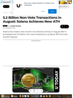 5.2 Billion Non-Vote Transactions in August: Solana Achieves New ATH - U.Today