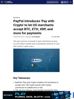 PayPal introduces 'Pay with Crypto' to let US merchants accept BTC, ETH, XRP, and more for payments