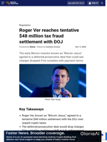 Roger Ver reaches tentative $48 million tax fraud settlement with DOJ