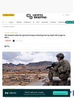 US market odds for ground troops entering Iran by April 30 surge to 86%