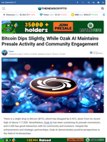 Bitcoin Dips Slightly, While Ozak AI Maintains Presale Activity and Community Engagement