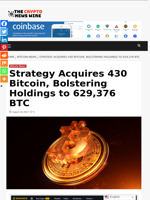 Strategy Acquires 430 Bitcoin, Bolstering Holdings to 629,376 BTC - The Crypto News Wire