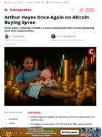 Arthur Hayes Once Again on Altcoin Buying Spree - Coinspeaker