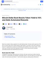 Bitcoin Dollar Buck Boosts Token Yield to 10% and Adds Automated Rewards: Guest Post by Crypto Daily™ | CoinMarketCap
