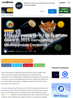 Crypto Firestarters: Top 10 Meme Coins in 2025 Generating Unstoppable Demand | Live Bitcoin News