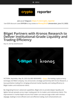 Bitget Partners with Kronos Research to Deliver Institutional-Grade Liquidity and Trading Efficiency