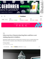 ETH news: Ethereum fixes Glamsterdam bug that could have sent staking deposits to builders