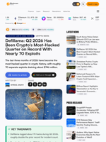 Defillama: Q2 2026 Has Been Crypto's Most-Hacked Quarter on Record With Nearly 70 Exploits