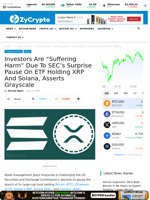 Investors Are “Suffering Harm” Due To SEC’s Surprise Pause On ETF Holding XRP And Solana, Asserts Grayscale ⋆ ZyCrypto