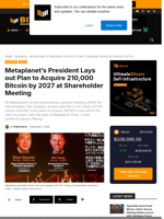 Metaplanet’s President Lays Out Plan To Acquire 210,000 Bitcoin By 2027 At Shareholder Meeting