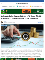 Solana Climbs Toward $300, XRP Eyes $3.80, But Ozak AI Presale Holds 100x Potential