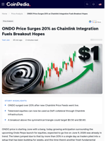 ONDO Price Surges 20% as Chainlink Integration Fuels Breakout Hopes
