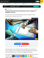 Coinbase files brief with US Supreme Court in support of taxpayers' privacy