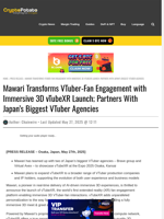 Mawari Transforms VTuber-Fan Engagement with Immersive 3D vTubeXR Launch; Partners With Japan’s Biggest VTuber Agencies