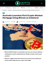 Block Earner Launches First Crypto-Backed Mortgage in Australia Using Bitcoin as Collateral