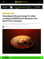 CleanSpark Shares Surge 6% After Landing $100M Bitcoin-Backed Loan Deal From Coinbase - CoinCentral