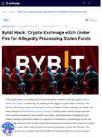 Bybit Hack: Crypto Exchnage eXch Under Fire for Allegedly Processing Stolen Funds