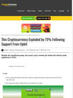 This Cryptocurrency Exploded by 75% Following Support From Upbit