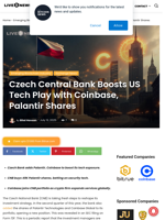 Czech Central Bank Boosts US Tech Play with Coinbase, Palantir Shares | Live Bitcoin News