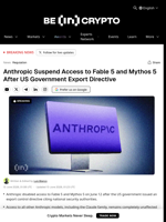 Anthropic Suspend Access to Fable 5 and Mythos 5 After US Government Export Directive