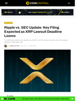 Ripple vs. SEC Update: Key Filing Expected as XRP Lawsuit Deadline Looms - CoinCentral