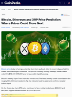 Bitcoin, Ethereum and XRP Price Prediction: Where Prices Could Move Next
