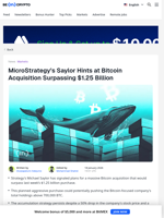 MicroStrategy Eyes New Bitcoin Milestone With Another Purchase