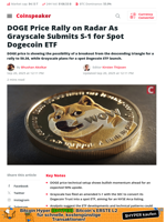 DOGE Price Rally on Radar As Grayscale Submits S-1 for Spot Dogecoin ETF - Coinspeaker