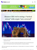 Binance CEO: we’re seeing a “tactical retreat” with crypto “not a reversal” - CoinJournal