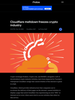 Cloudflare meltdown freezes crypto industry