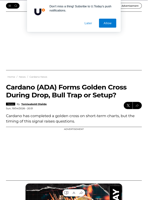 Cardano (ADA) Forms Golden Cross During Drop, Bull Trap or Setup? - U.Today
