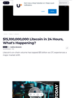 $15,100,000,000 Litecoin in 24 Hours, What's Happening? - U.Today