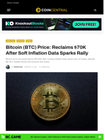 Bitcoin (BTC) Price: Reclaims $70K After Soft Inflation Data Sparks Rally - CoinCentral