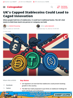 UK's Capped Stablecoins Could Lead to Caged Innovation - Coinspeaker